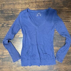 Old Navy Deep Blue Long Sleeve V-Neck Top